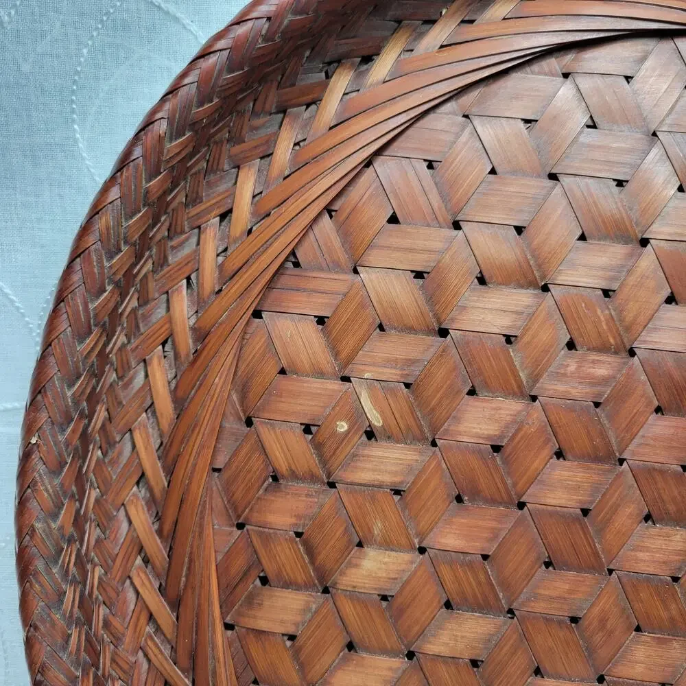 Vintage 1949 Handmade Woven Bamboo Tray 16